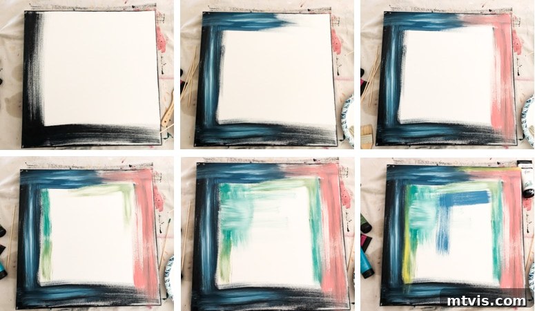 Effortless DIY Abstract Art Canvas 5 Progression of an easy DIY abstract painting project