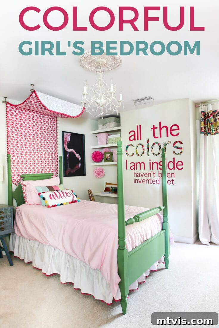Rainbow Hues: A Little Girl's Bedroom Tour 2 Colorful girl's bedroom design with bright pink and green decor