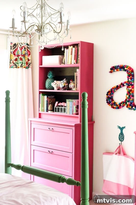 Rainbow Hues: A Little Girl's Bedroom Tour 8 Detailed view of colorful girls bedroom decor elements