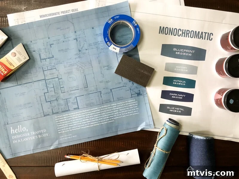 Behr's Monochromatic color palette featuring Blueprint and complementary shades.