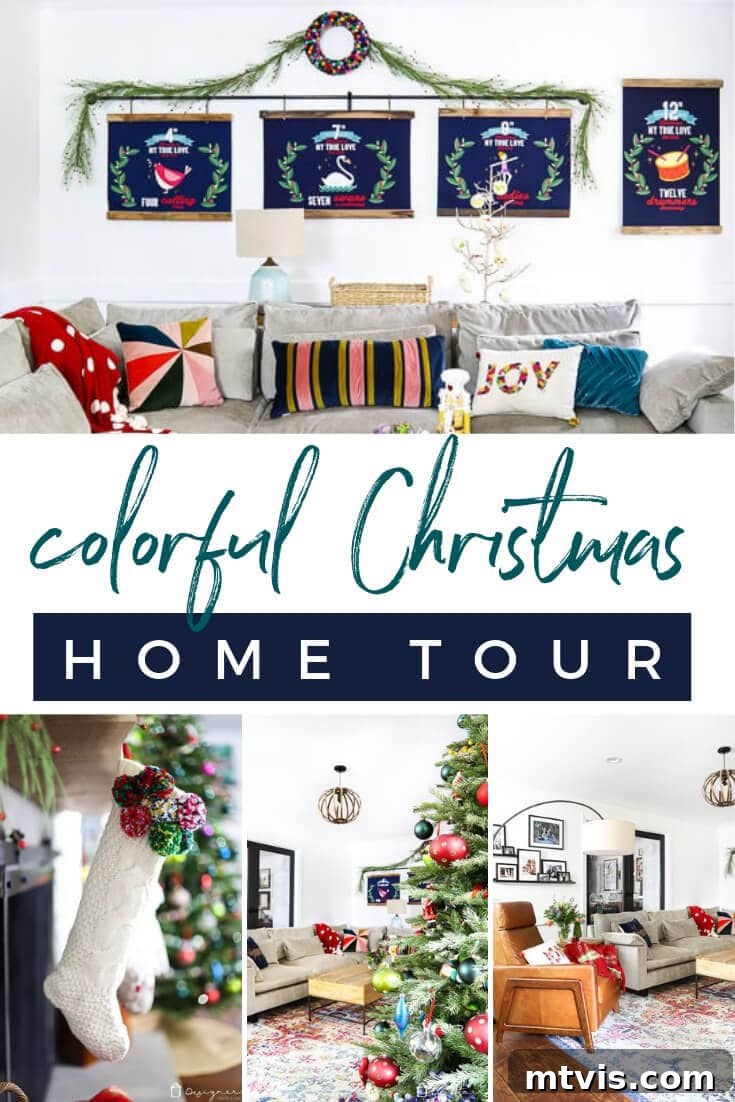 colorful Christmas home tour blending modern and traditional elements