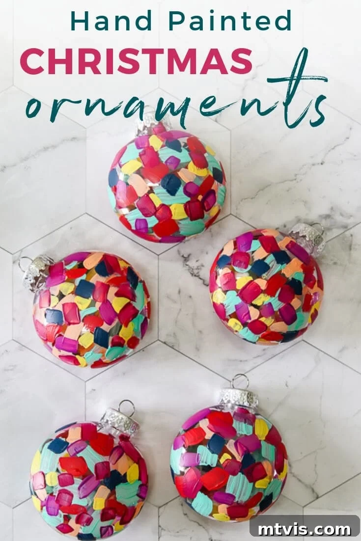 Craft Your Own Hand-Painted Christmas Ornaments 2 Colorful DIY Hand Painted Christmas Ornaments on a tree