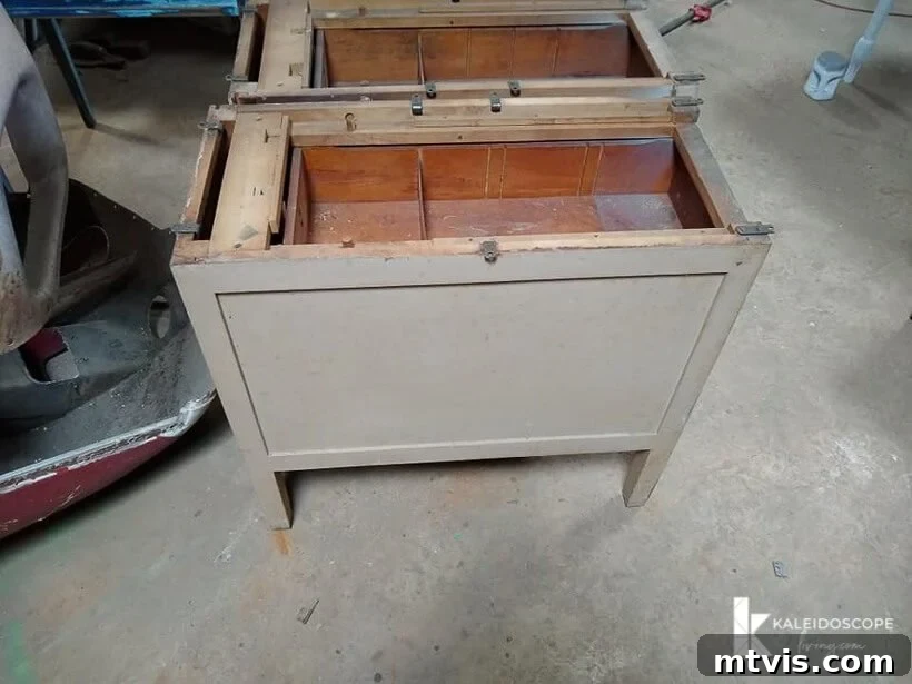 Chalk Paint Secrets: Your Complete Guide to Furniture Makeovers 10 Another 'before' photo of the old wooden drawer bases, highlighting the wear and tear that made them perfect candidates for a chalk paint furniture makeover. Ready for transformation.