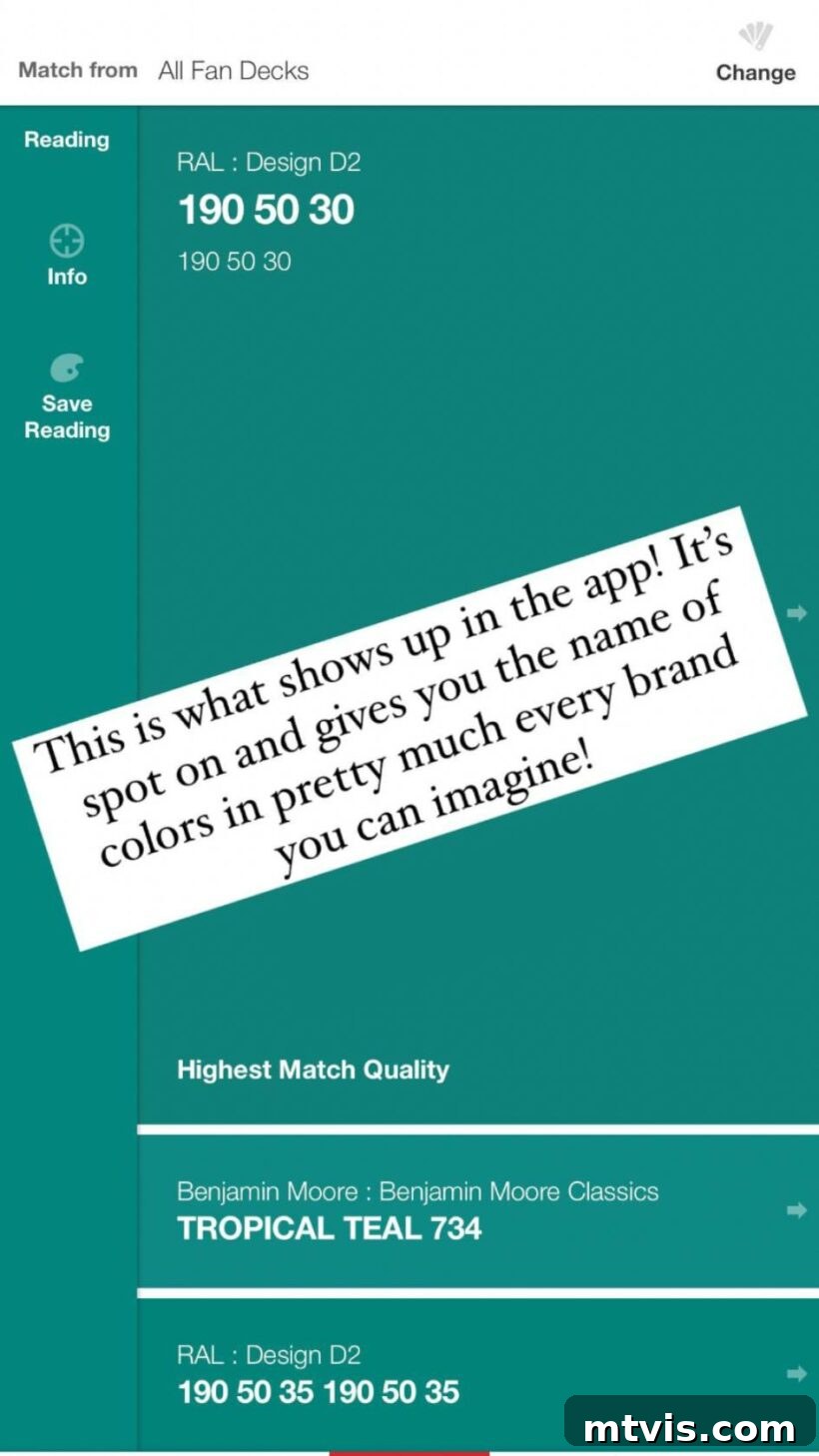 Perfectly Matching Existing Wall Paint 4 how to match a paint color- screenshot from ColorReader app after matching paint color on wall