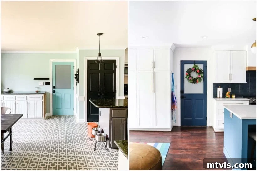 kitchen remodel before and after image focusing on the pantry area, showing enhanced storage