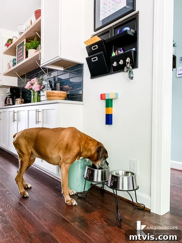 family command center in modern kitchen remodel, showcasing a practical and stylish organization hub