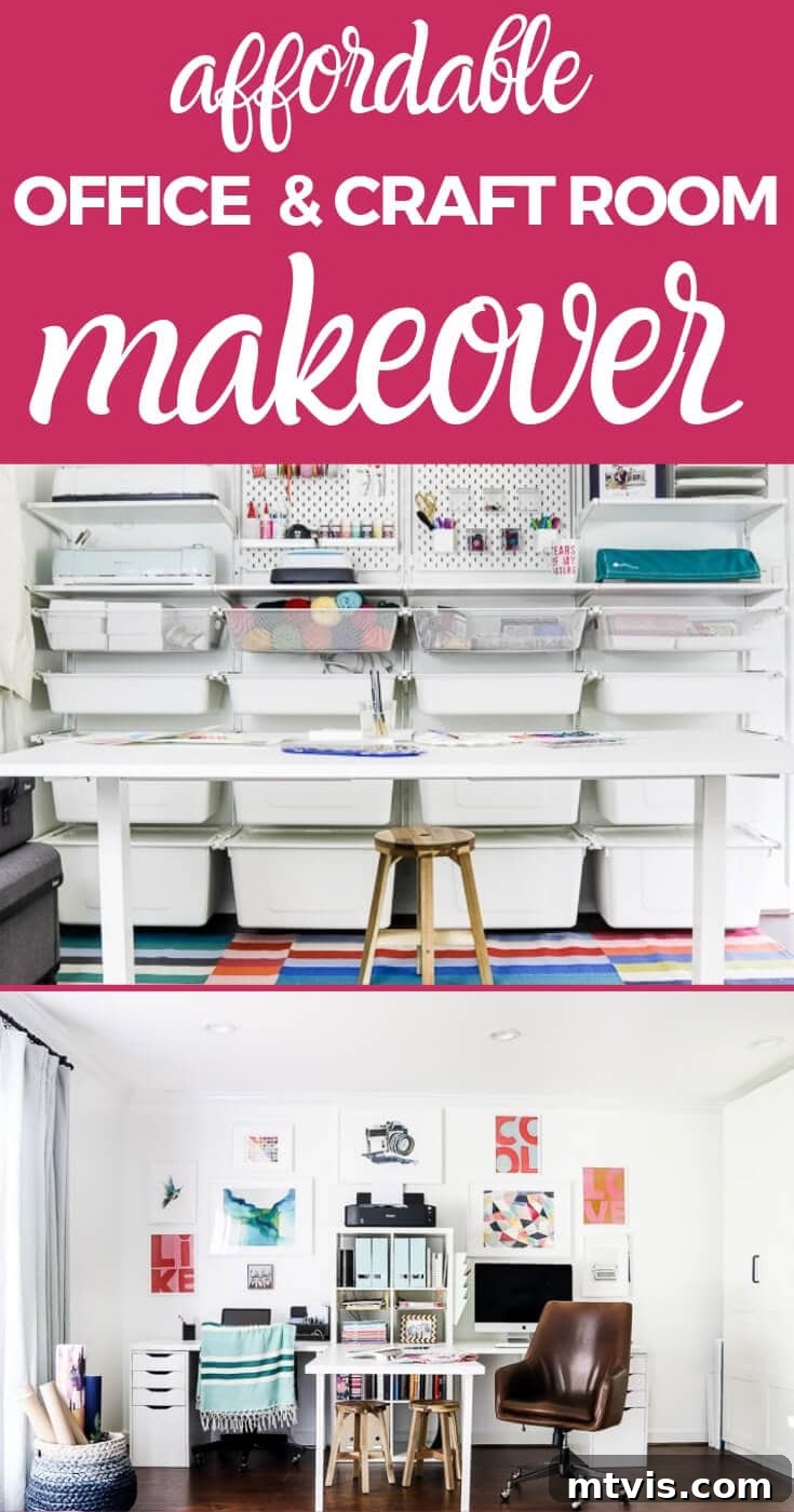 My New Home Office and Crafting Sanctuary Unveiled 2 Affordable, colorful, and highly organized craft room makeover with IKEA Algot system