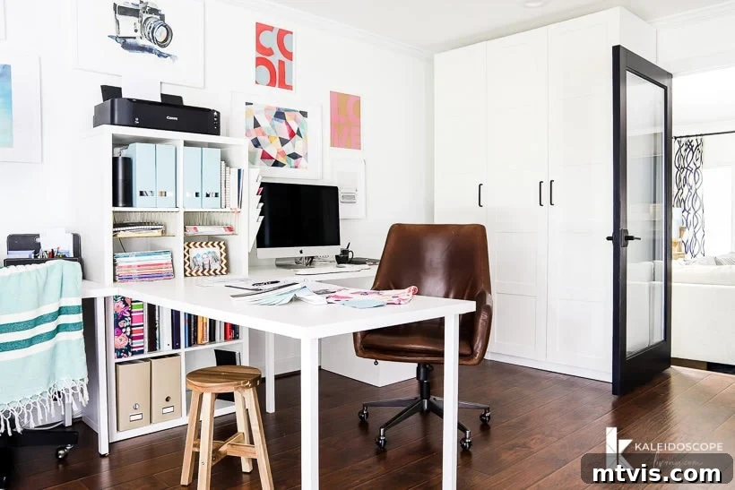 My New Home Office and Crafting Sanctuary Unveiled 11 Organized home office with IKEA Pax storage system and double desk