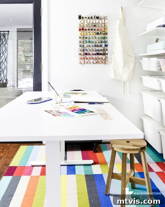My New Home Office and Crafting Sanctuary Unveiled 19 Organized craft room with abundant storage and versatile adjustable table