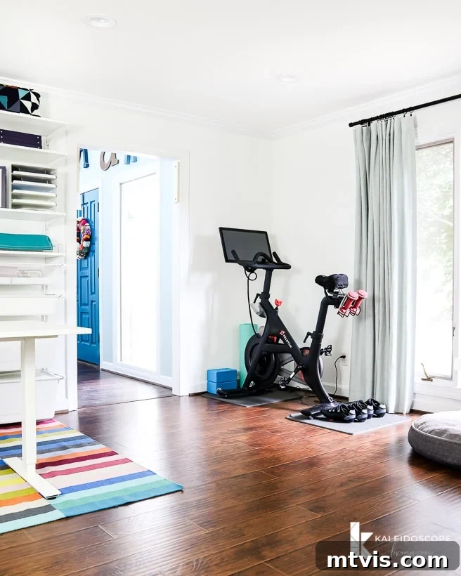 My New Home Office and Crafting Sanctuary Unveiled 21 Peloton bike integrated into a functional home office and craft room