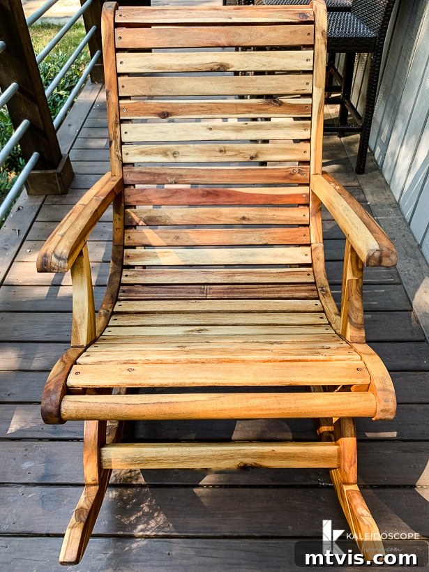 Revitalize Your Teak: A 4-Step Guide 14 Restored acacia wood rocking chair looking new again
