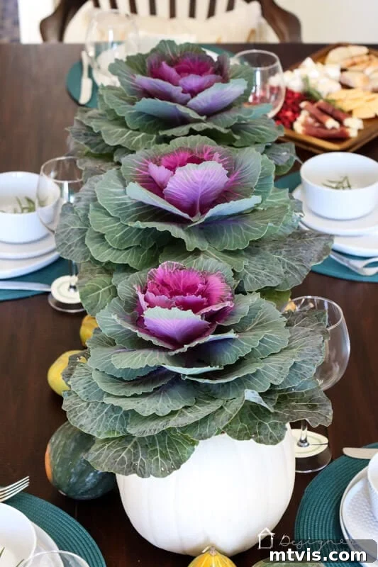 Stylish DIY Fall Decor for Less 6 lettuce and pumpkin fall centerpiece