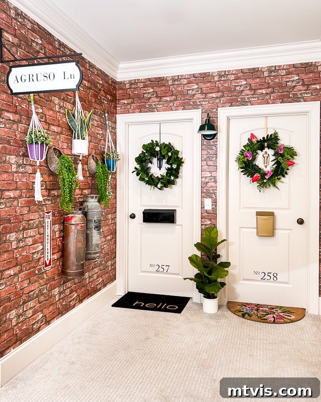 23 Genius and Stylish Hallway Decor Ideas 9 hallway doors decorated like apartment entrance in spring