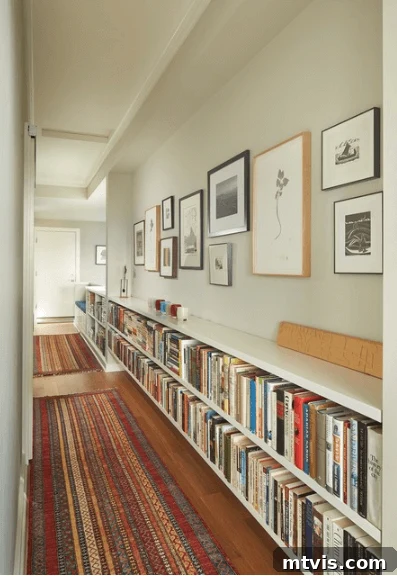 23 Genius and Stylish Hallway Decor Ideas 3 hallway with bookshelves and gallery wall