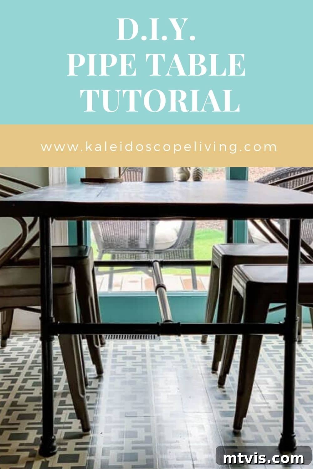 Beautiful DIY Industrial Pipe Table as a focal point in a modern eat-in kitchen