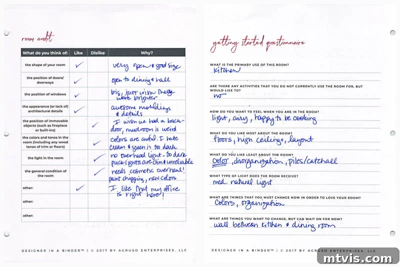 DIY Kitchen Transformation Under One Thousand 8 A photo of "Designer in a Binder" planning sheets used to create a budget-friendly kitchen makeover.