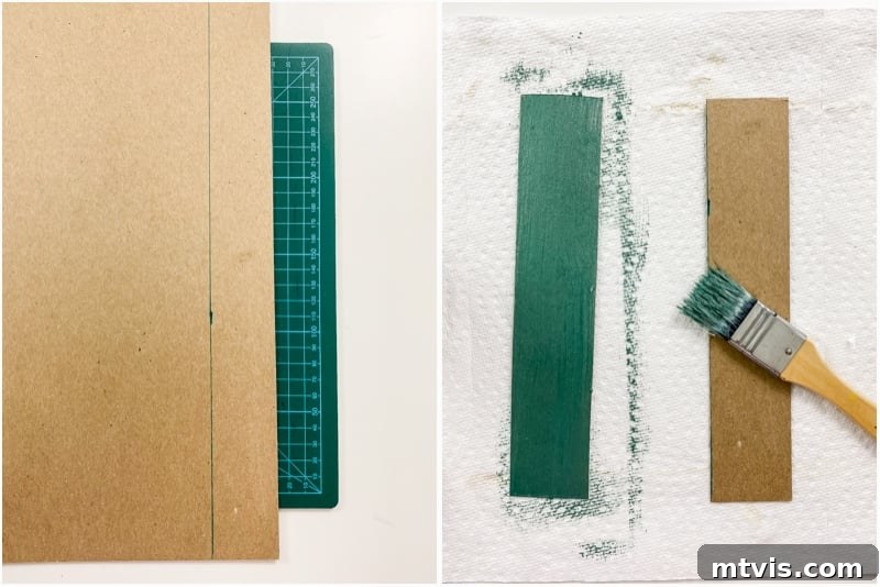 Personalized Advent Calendar Project with Cricut Explore Air 2 4 Painted chipboard pieces drying, prepared to form the rooftop of a DIY Advent calendar.