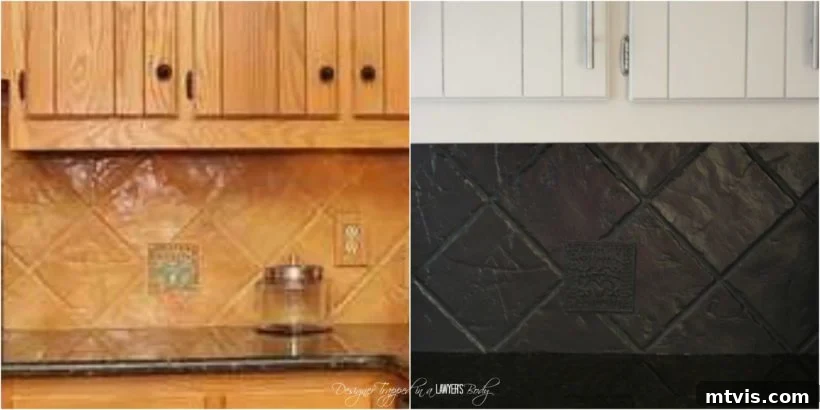 Backsplash Makeover Paint Your Tiles Like a Pro in 5 Steps 3 painted tile backsplash before and after transformation