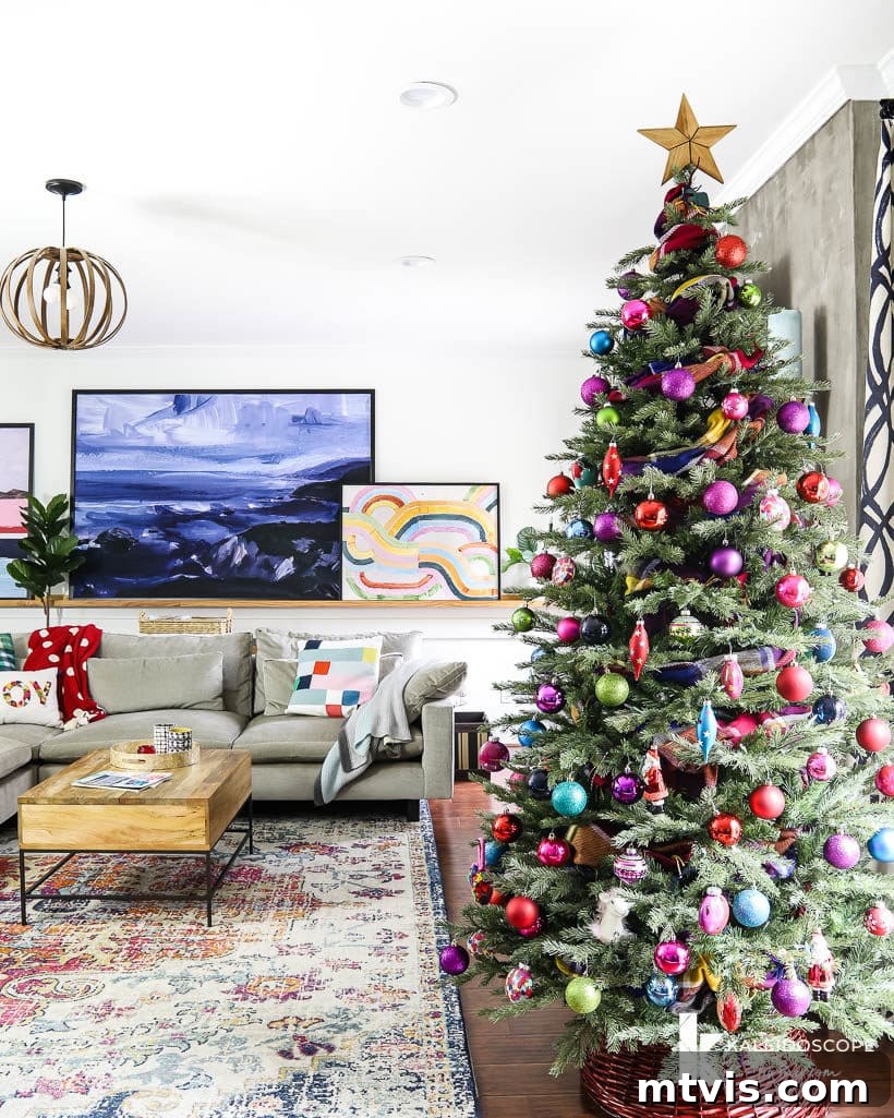 Radiant Yuletide Splendor 8 colorful Christmas tree in modern family room