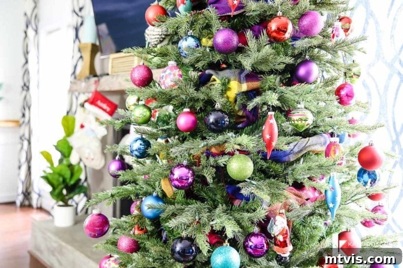 Radiant Yuletide Splendor 5 bold and bright Christmas tree with colorful ornaments
