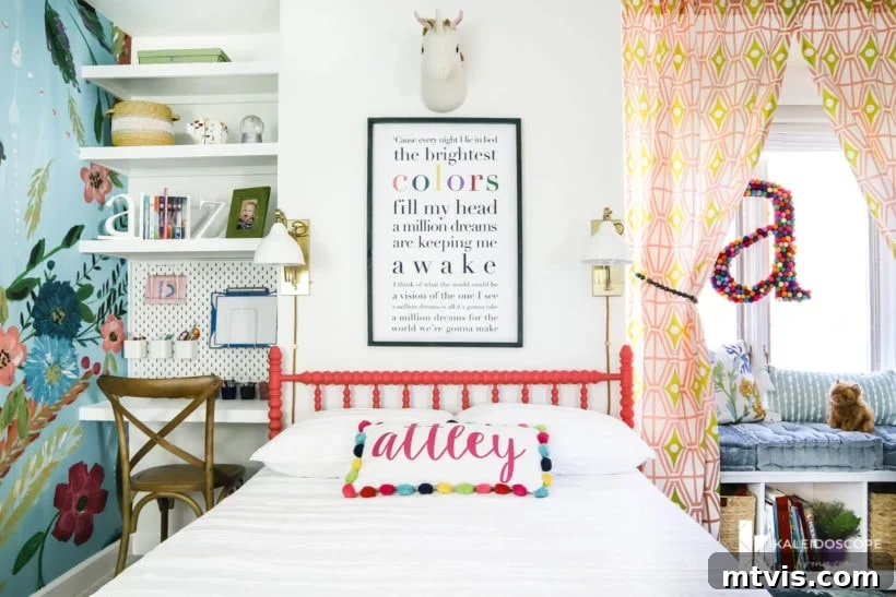 The stunning reveal of Attley's colorful girl's bedroom, featuring the revamped layout, vibrant decor, and inspiring design elements, a true dream come true.