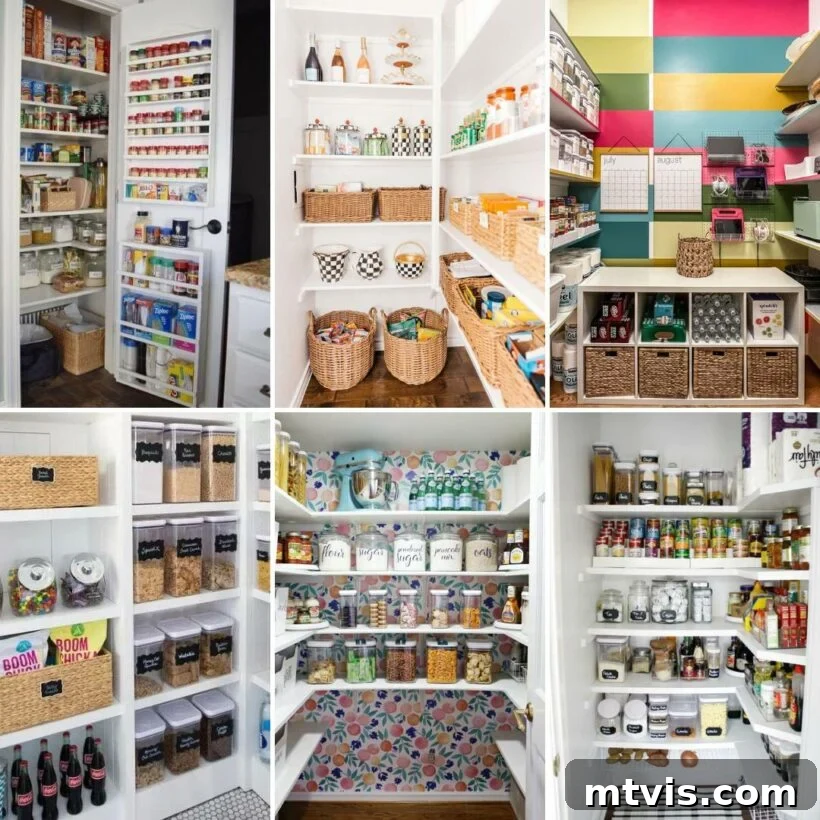 Smart Stylish Pantry Secrets 2 collage image of multiple pantries showcasing pantry organizing ideas