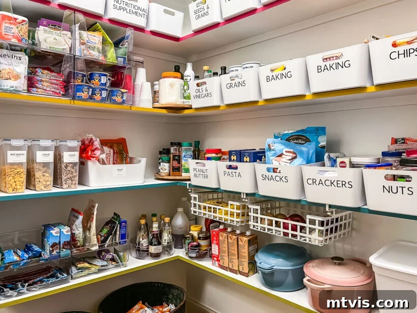Smart Stylish Pantry Secrets 6 lazy susans used in corners of pantry shelves