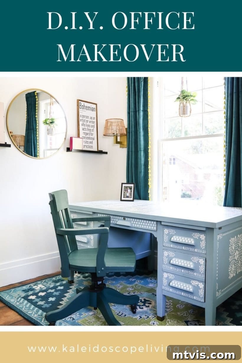 Thea Workspace Transformed 2 DIY home office makeover with a bright and colorful aesthetic