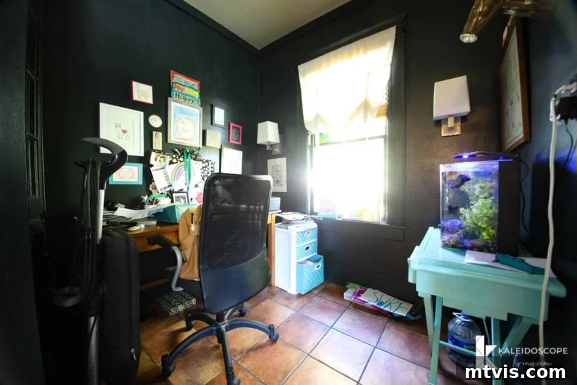 Thea Workspace Transformed 3 Dark and uninspiring home office before renovation