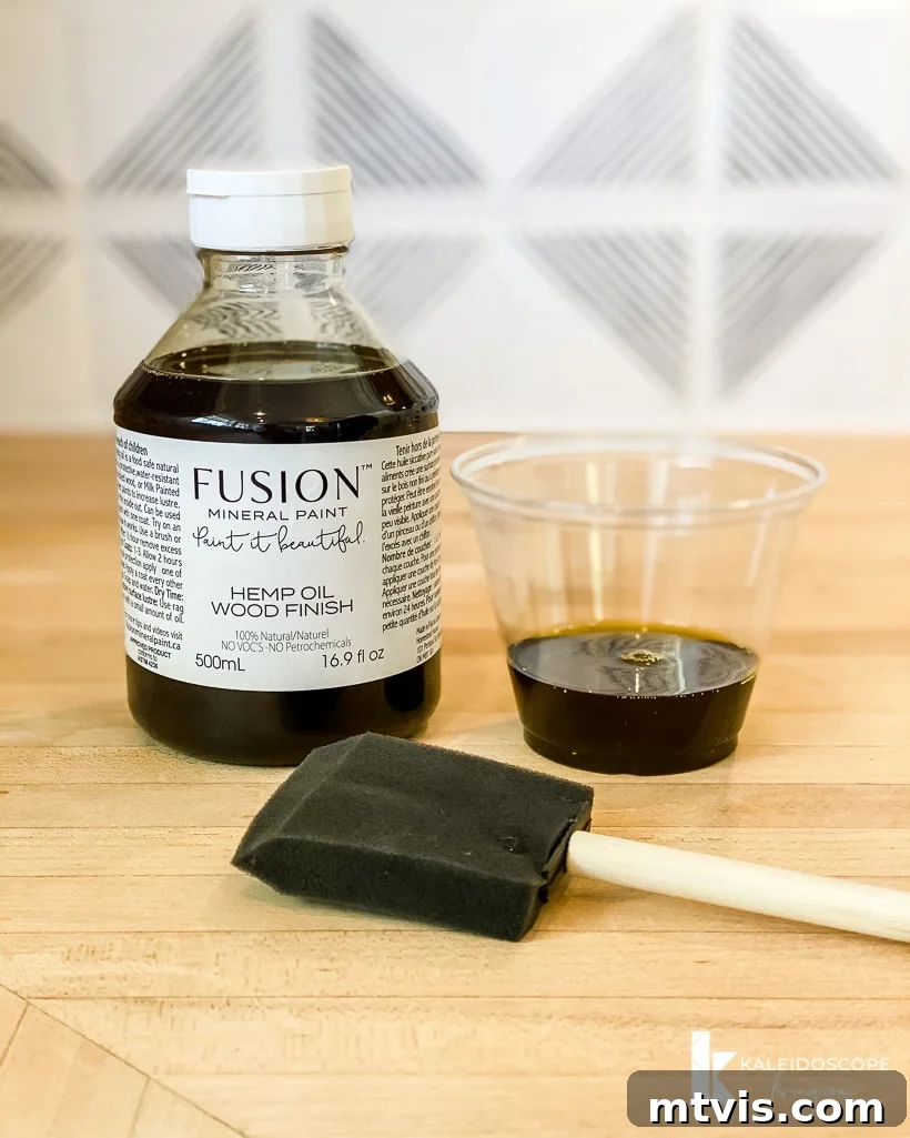 Mastering Butcher Block: Refinishing & Long-Term Care 6 hemp oil and sponge brush