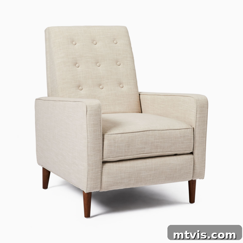 Sink Into Luxury: Recliners Where Style Meets Supreme Comfort 10 button tufted mid-century modern recliner