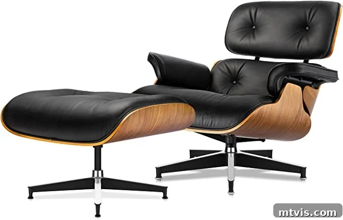 Sink Into Luxury: Recliners Where Style Meets Supreme Comfort 11 modern black chair and ottoman Eames style design
