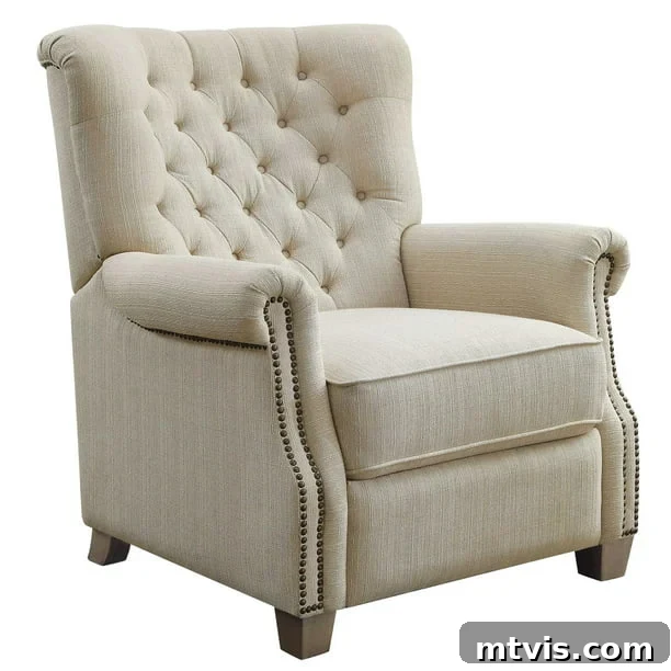 Sink Into Luxury: Recliners Where Style Meets Supreme Comfort 16 inexpensive tufted rolled arm traditional recliner