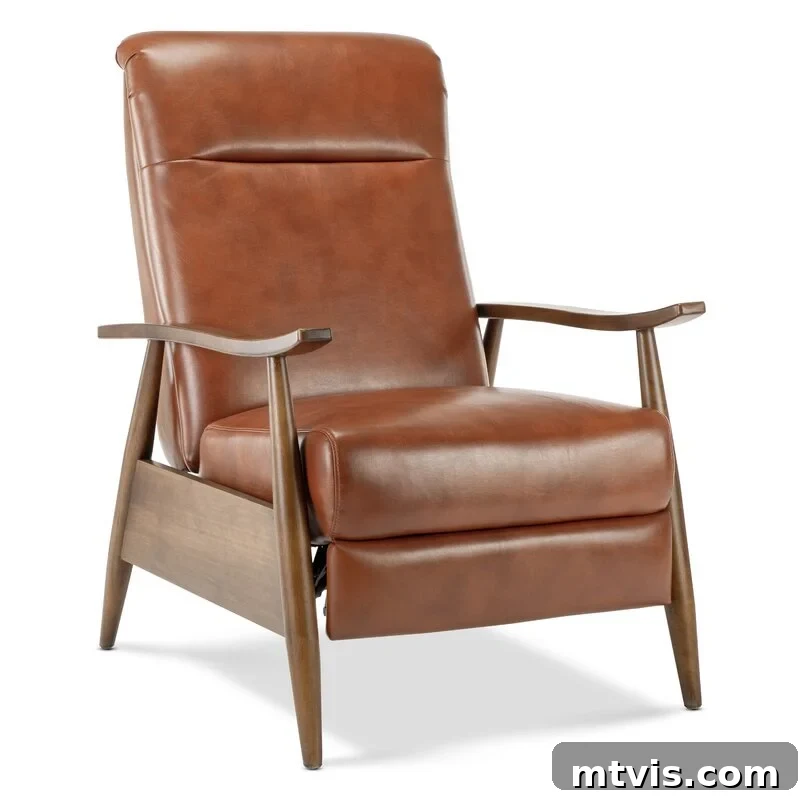 Sink Into Luxury: Recliners Where Style Meets Supreme Comfort 7 stylish modern vegan leather recliner with wood arms