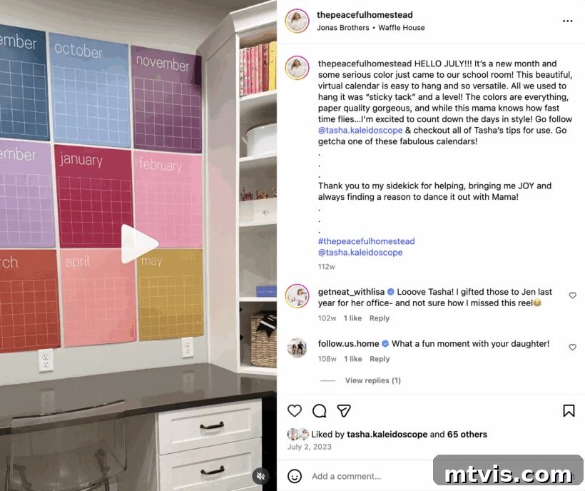 Genius Homeschool Organization Hacks 5 A vibrant, large reusable rainbow wall calendar prominently displayed in a homeschool room, used to visually track daily lesson plans and activities.