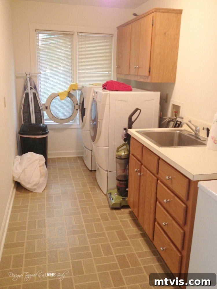 The Vibrant Laundry Room Transformation 2 outdated laundry room with vinyl floor