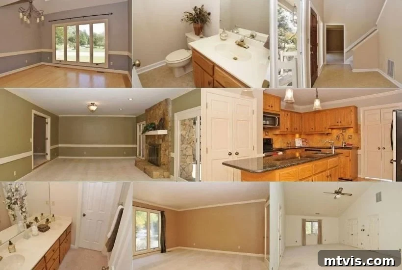 Realtor photos of the new house showing various shades of brown walls and interiors.