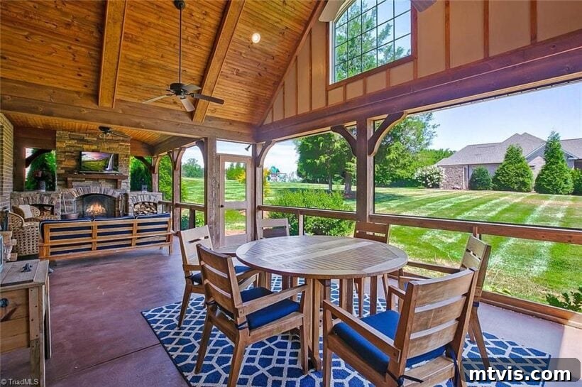 Stunning outdoor living space with lush greenery and ample room for entertaining.