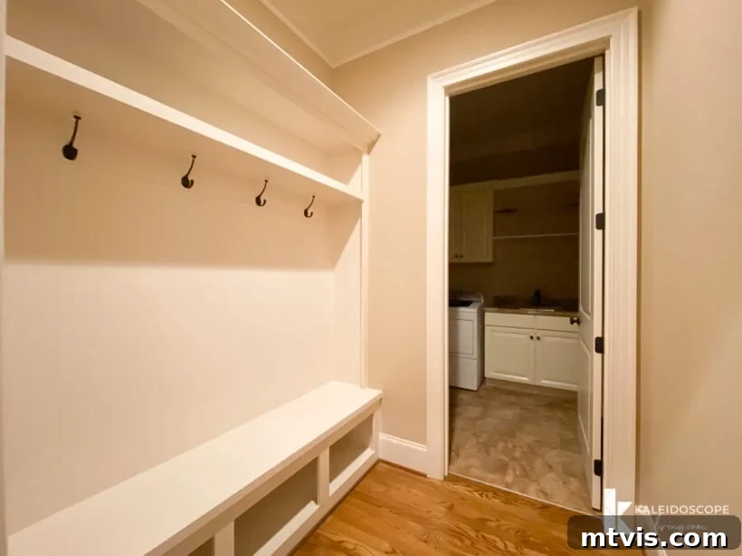Our New House: The Blank Canvas Tour Part 1 24 Mudroom space with hooks and shelving, ready for organization