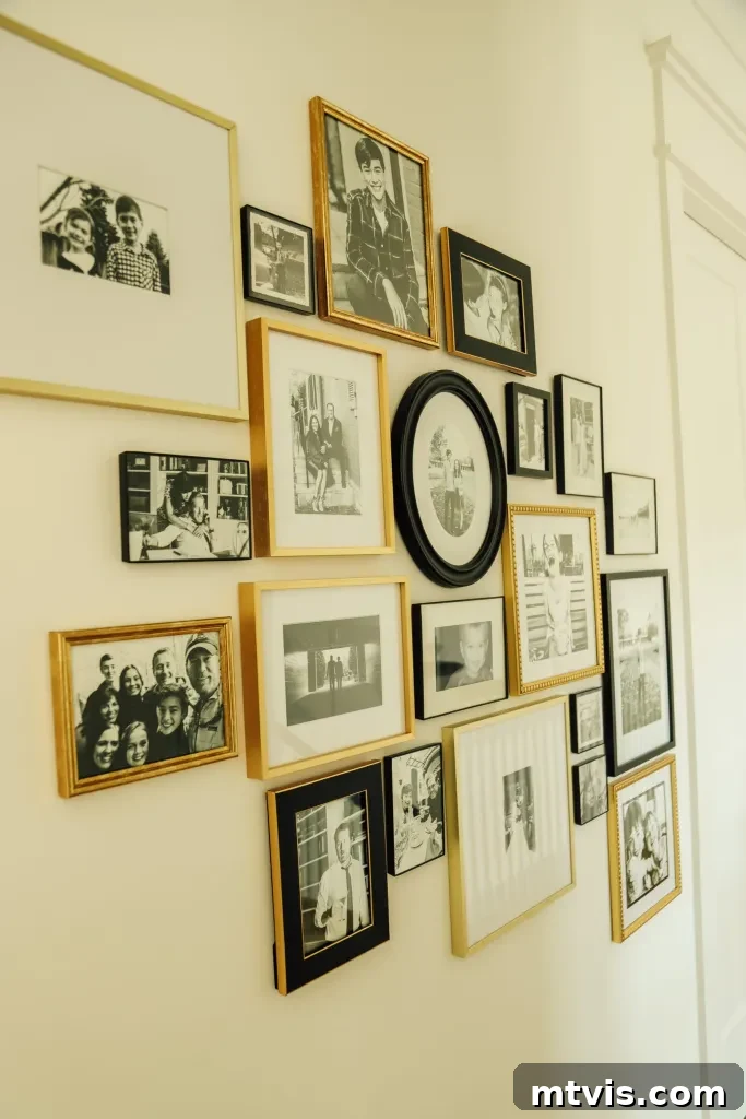 Stunning Family Photo Wall Ideas 6 Black and gold gallery wall