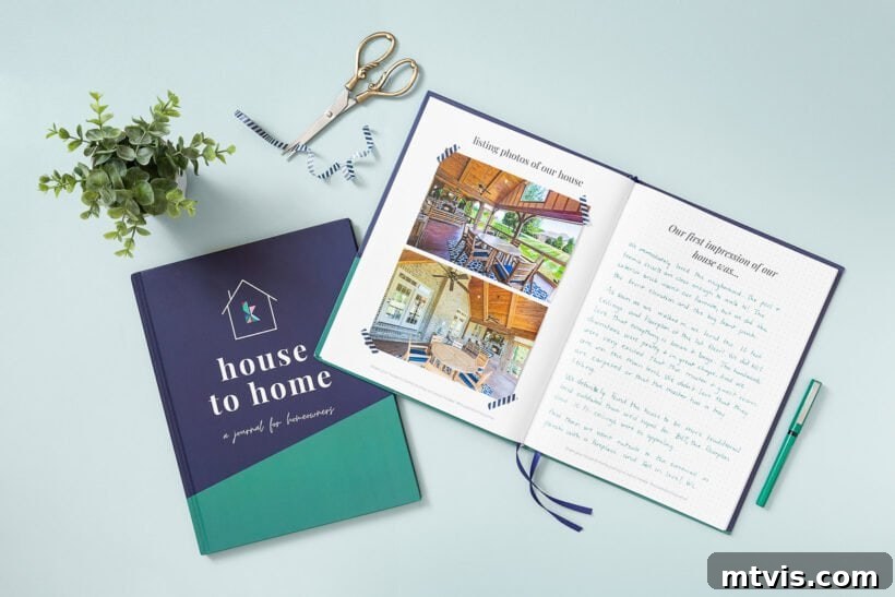 Master Your Home: The Ultimate Homeowner's Journal 4 Close-up of 'House to Home: A Journal for Homeowners' pages, highlighting prompts for new beginnings