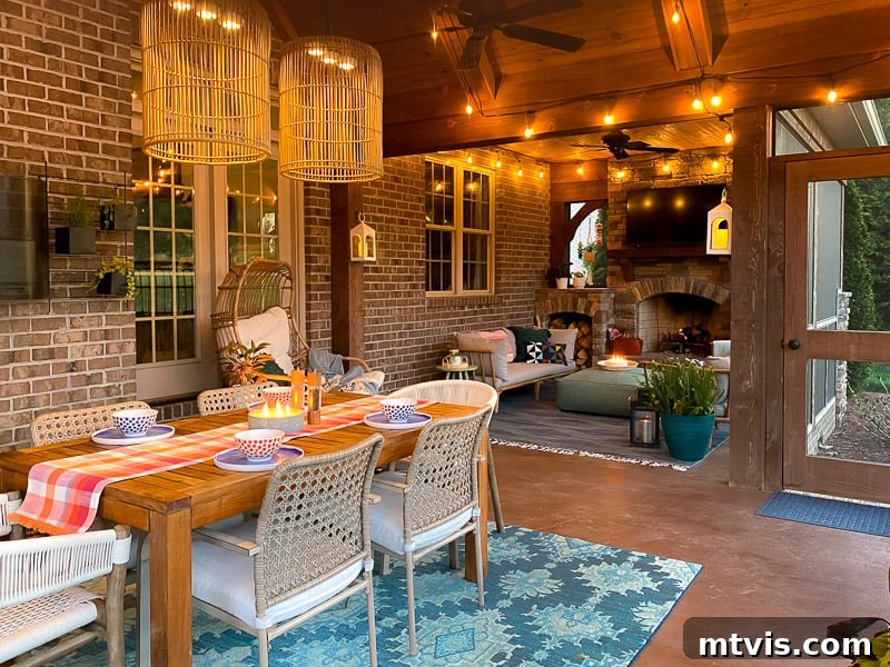 Outdoor Oasis: Screened Porch Tour & Decor Tips 14 Beautifully lit screened-in porch with string lights, ideal for relaxing evenings.