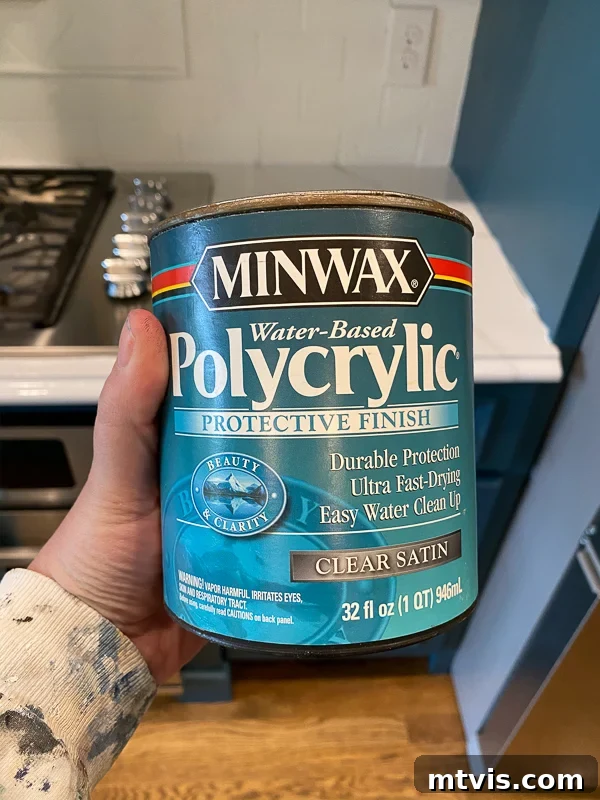 Paint Your Countertops Like a Pro: Essential Tips for a Flawless Finish 19 minwax polycrylic on kitchen countertops by Tasha Agruso of Kaleidoscope Living