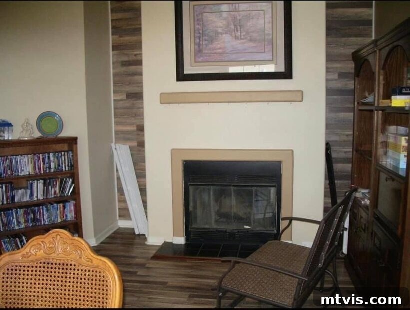 Designer in a Binder: Customer Success Stories 68 Before photo of Lesli's plain fireplace