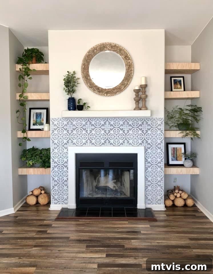 Designer in a Binder: Customer Success Stories 69 After photo of Lesli's beautiful DIY fireplace