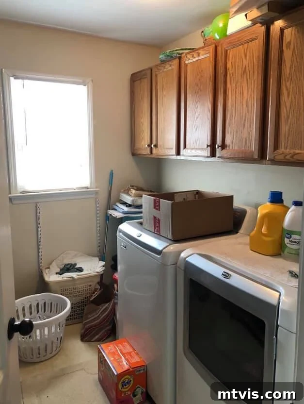 Designer in a Binder: Customer Success Stories 8 Before photo of Kim's plain laundry room