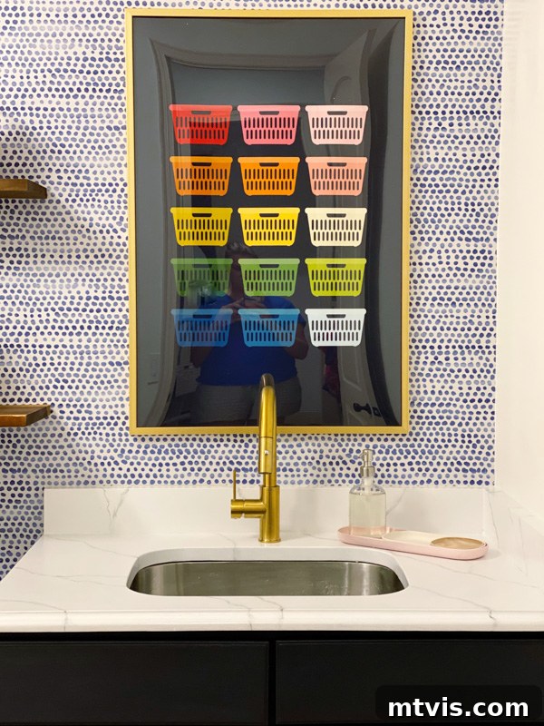 Unveiling Our Chic Modern Laundry Oasis 14 colorful laundry room makeover with patterned wallpaper
