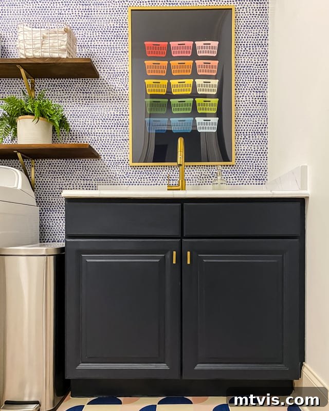 Unveiling Our Chic Modern Laundry Oasis 10 colorful modern laundry room sink area after makeover