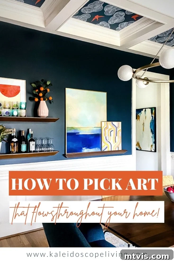 Seamless Spaces: Discover Our Gallery of Flowing Colors 2 Vibrant abstract painting displayed in a beautifully decorated home, illustrating cohesive colorful artwork.