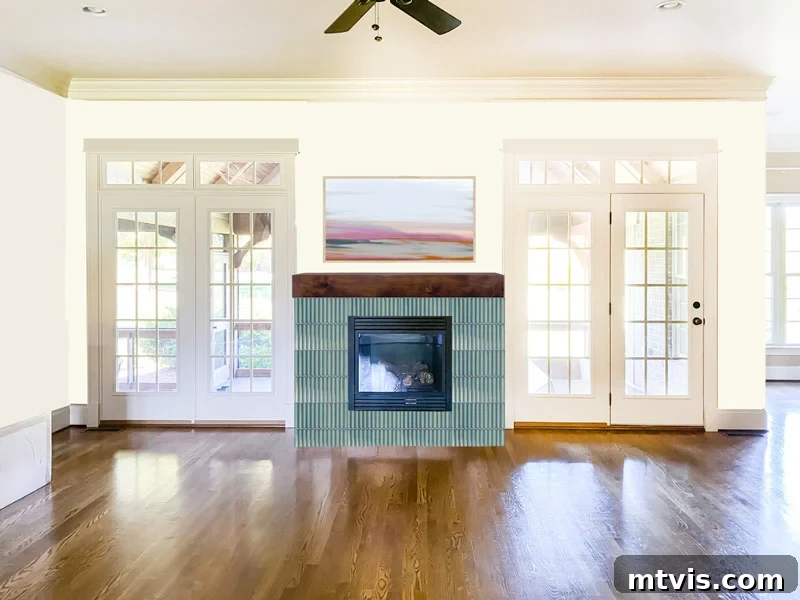 Our Fireplace Glow-Up Revealed 4 Fireplace design mockup featuring a kit kat shaped tile that was not chosen